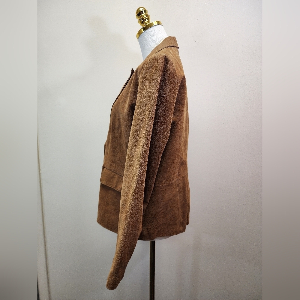Bagatelle Brown Leather Blazer Jacket, Size 10P - Picture 3 of 7